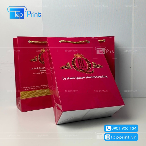 Túi giấy sự kiện đẹp in bóng màu đỏ