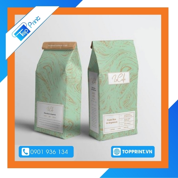Mẫu túi giấy đựng trà đáy vuông sang trọng 