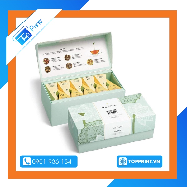Mẫu hộp đựng trà bằng giấy thiết kế tại Topprint